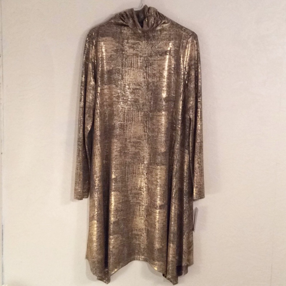 Metallic Gold Turtleneck Dress NWT